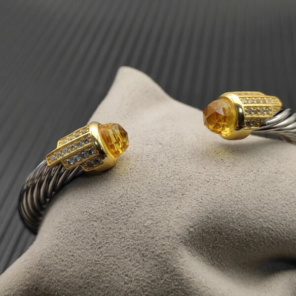 7mm Cable Bracelet with Citrine & Diamond Accents ??Gold Cap