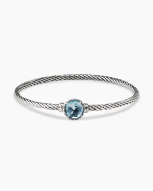 Petite Chatelaine&reg; Bracelet Sterling Silver with Blue Topaz, 3mm - 17cm