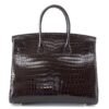 Birkin 35 Black Porosus Crocodile with Gold Hardware