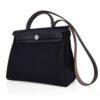 Herbag Zip 31 Bag Retourne Black Toile & Blue Indigo Vache Hunter Leather with Palladium Hardware