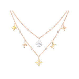 Idylle Blossom Charms Necklace, 3 Golds And Diamonds