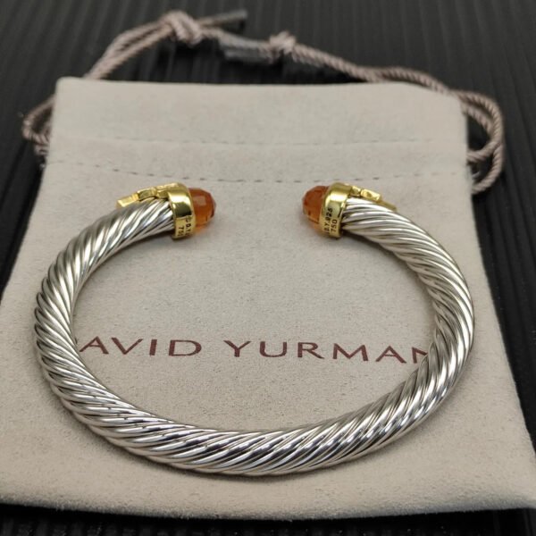 7mm Cable Bracelet with Champagne & Diamond Accents ??Gold Cap