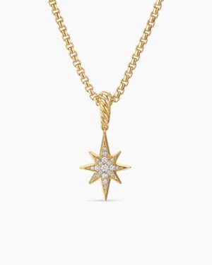 North Star Amulet 18K Yellow Gold with Diamonds, 15mm
