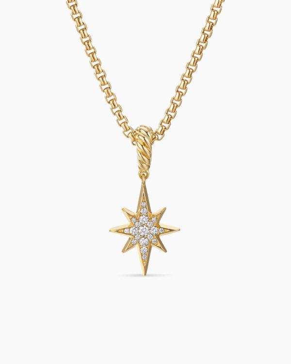 North Star Amulet 18K Yellow Gold with Diamonds, 15mm