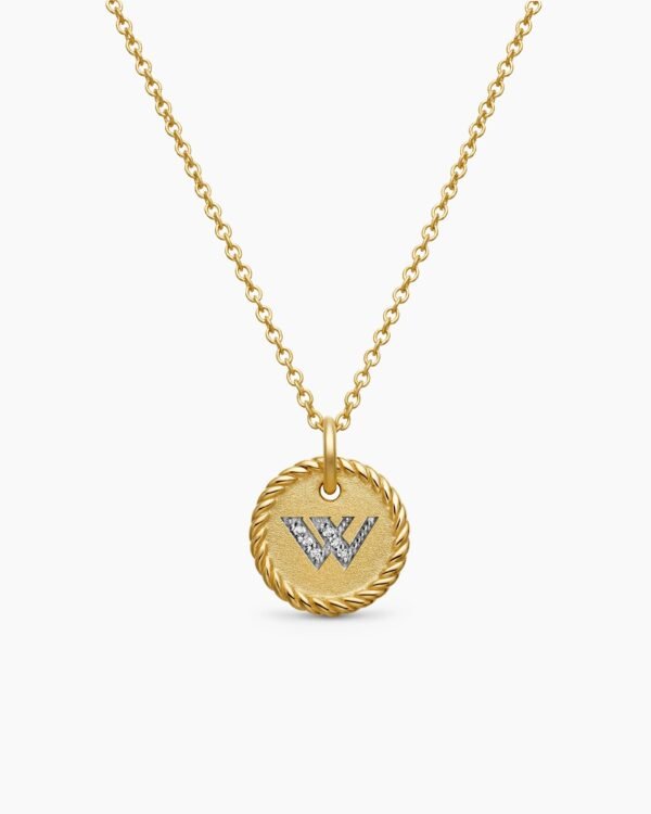 36C38EA7-87B4-F491-0EAE-9394FE58362B.jpg Initial Charm Necklace 18K Yellow Gold with Diamond W