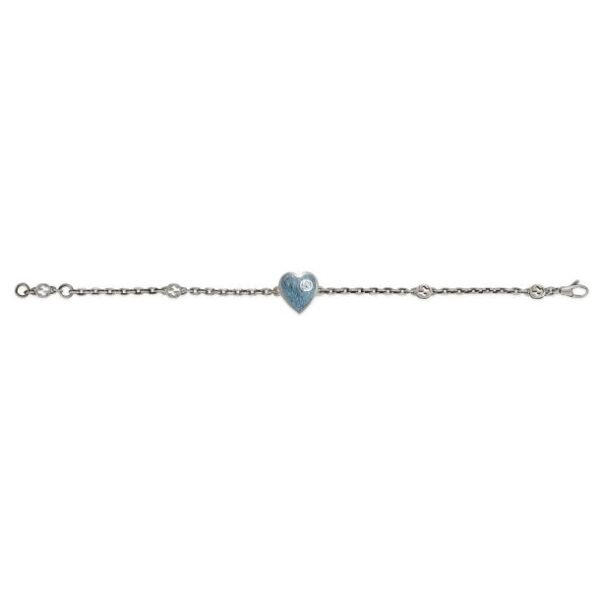 Interlocking G Light Blue Enamel Heart Bracelet