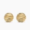 Sculpted Cable Stud Earrings 18K Yellow Gold, 14mm