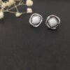 Infinity Stud Earrings Sterling Silver with White Agate, 13mm