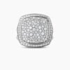 Albion Ring Sterling Silver with Pave Diamonds, 17mm