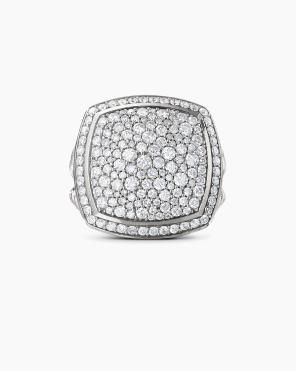 Albion Ring Sterling Silver with Pave Diamonds, 17mm