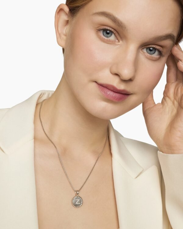 3A56A637-FB5F-30C0-347B-6B59FC501D90.jpg Initial Charm Necklace Sterling Silver with Diamond Z