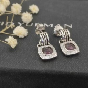 Albion&reg; Drop Earrings Sterling Silver with Purple Onyx and Diamonds
