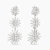 Starburst Triple Drop Earrings 18K White Gold with Diamonds, 51mm