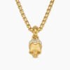 Skull Amulet Full Pav&eacute; Diamonds and 18K Yellow Gold, 14mm