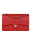 Jumbo Classic Double Flap Bag Red Caviar Light Gold Hardware