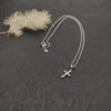 Petite X Cross Necklace Sterling Silver with 14K Yellow Gold