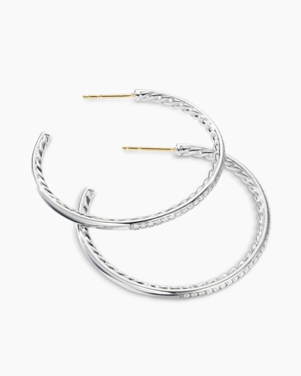 3F42F658-8D03-4B50-D38F-159F8F9E22EF.jpg Pave Hoop Earrings Sterling Silver with Diamonds, 38mm