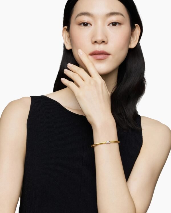 3F56F4A2-FC46-8E72-B7DF-400911A9BC46.jpg X Cablespira® Station Bracelet 18K Yellow Gold with Pavé Diamonds, 4mm