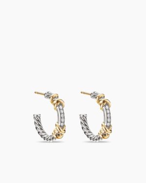 3FC30A51-05B9-2561-BB06-44F702FD875B.jpg Petite Helena Wrap Hoop Earrings Sterling Silver with 18K Yellow Gold and Diamonds, 3/4in