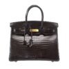 Birkin 35 Black Porosus Crocodile with Gold Hardware