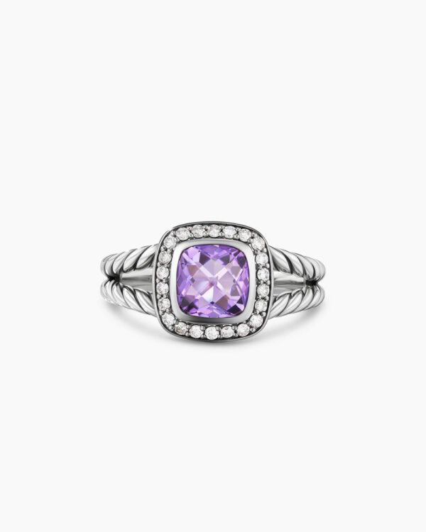 415D1472-008E-04A0-001A-EB79A3AC7133.jpg Petite Albion Ring Sterling Silver with Amethyst and Diamonds, 7mm