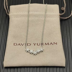 Starburst Cluster Station Necklace Sterling Silver with Diamonds