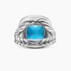 Albion&reg; Ring Sterling Silver with Blue Topaz and Diamonds, 14mm - 6