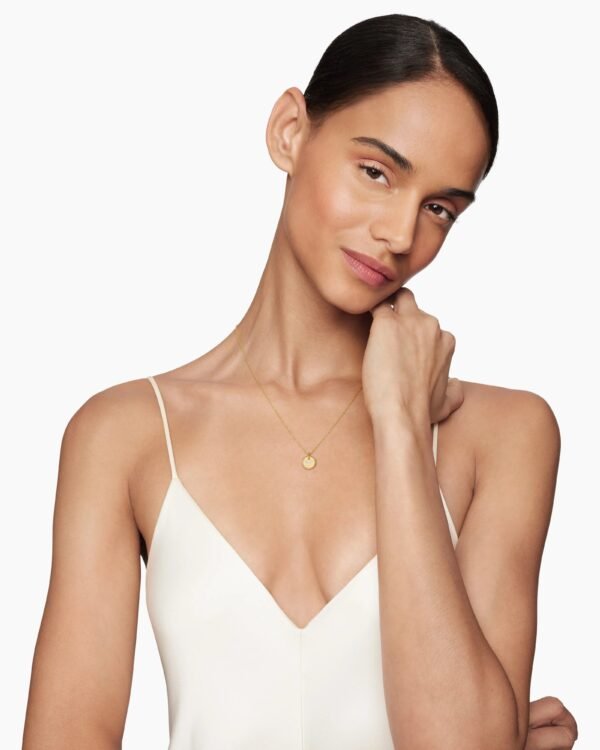 Initial Charm Necklace 18K Yellow Gold with Diamond V