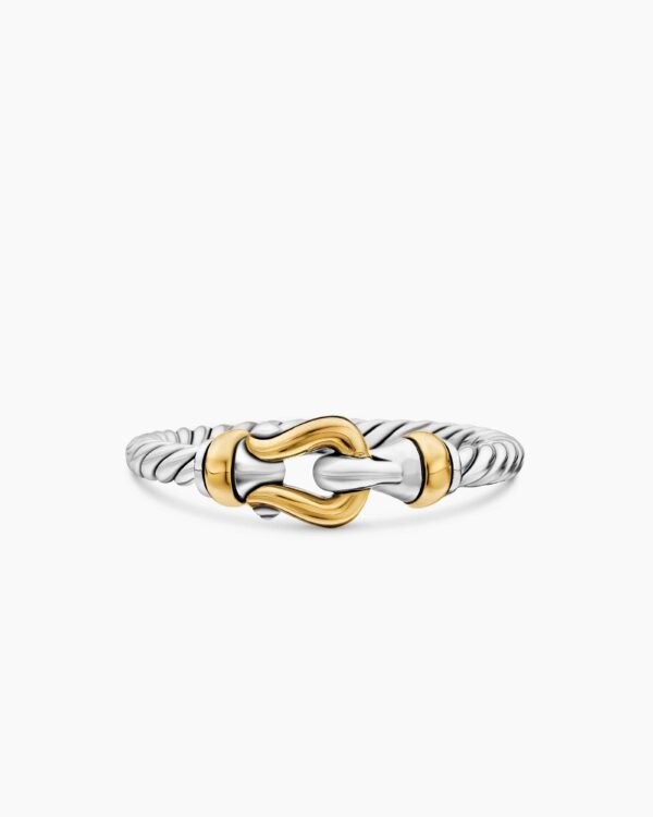 Petite Buckle Ring Sterling Silver with 18K Yellow Gold, 2mm - 6