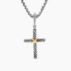 Petite X Cross Pendant Sterling Silver with 18K Yellow Gold, 19.5mm