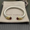 469FF046-B89B-A329-70D7-B880A8DBF2B5.jpg 7mm Cable Bracelet with Garnet & Diamond Accents ??Gold Cap