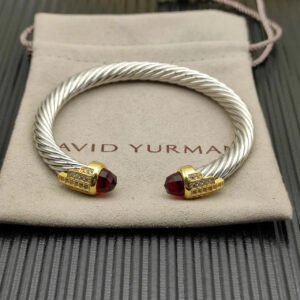469FF046-B89B-A329-70D7-B880A8DBF2B5.jpg 7mm Cable Bracelet with Garnet & Diamond Accents ??Gold Cap