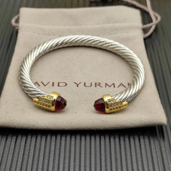 469FF046-B89B-A329-70D7-B880A8DBF2B5.jpg 7mm Cable Bracelet with Garnet & Diamond Accents ??Gold Cap