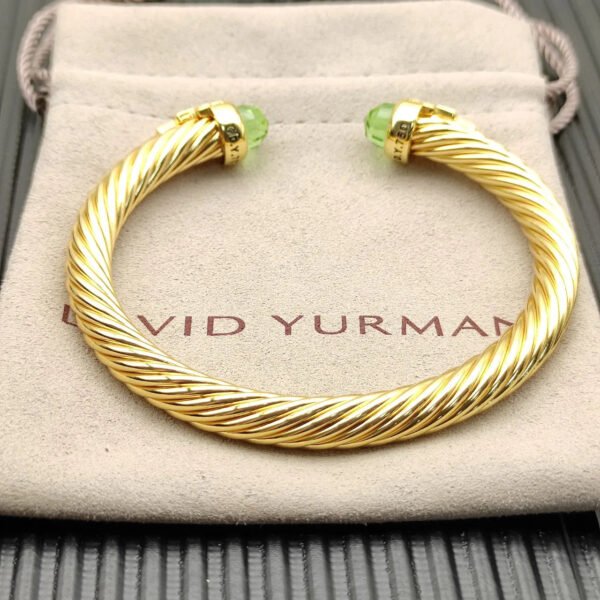 7mm Cable Bracelet with Peridot & Diamond Accents