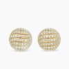 Sculpted Cable Stud Earrings 18K Yellow Gold with Diamonds, 14mm