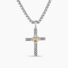 4793938E-60F3-DDD3-CB77-0B5120992AE8.jpg Petite X Cross Necklace Sterling Silver with 14K Yellow Gold, 24mm