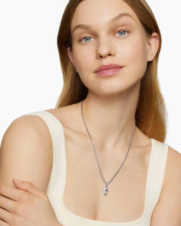 4816EE1A-E7A4-A772-EDB0-9A45B2C93A86.jpg Hamsa Amulet 18K White Gold with Pavé Diamonds and Blue Sapphire, 24.6mm