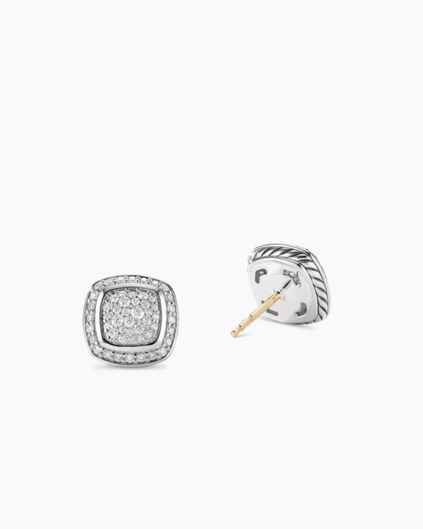 Albion Stud Earrings Sterling Silver with Pave Diamonds, 7mm