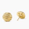 Sculpted Cable Stud Earrings 18K Yellow Gold, 14mm