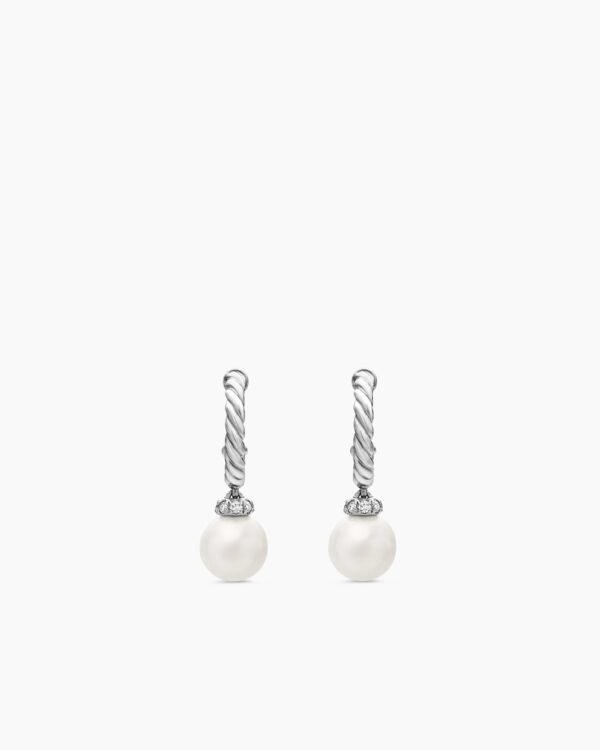 4A70361E-0D5C-1A62-848A-8F679DE0BB9E.jpg Pearl and Pavé Solari Drop Earrings Sterling Silver with Pearls and Diamonds, 18.4mm