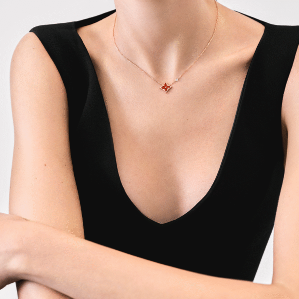 4A7A58F3-B9B2-6314-86B1-9EE54C782E5E.png Color Blossom BB Star Pendant, Pink Gold, Cornelian And Diamond