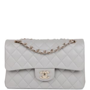 4B5511E9-45E6-638B-B001-8B027C9122A0.jpg Small Classic Double Flap Grey Caviar Light Gold Hardware