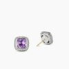 Albion&reg; Stud Earrings Sterling Silver with Amethyst and Diamonds, 7mm