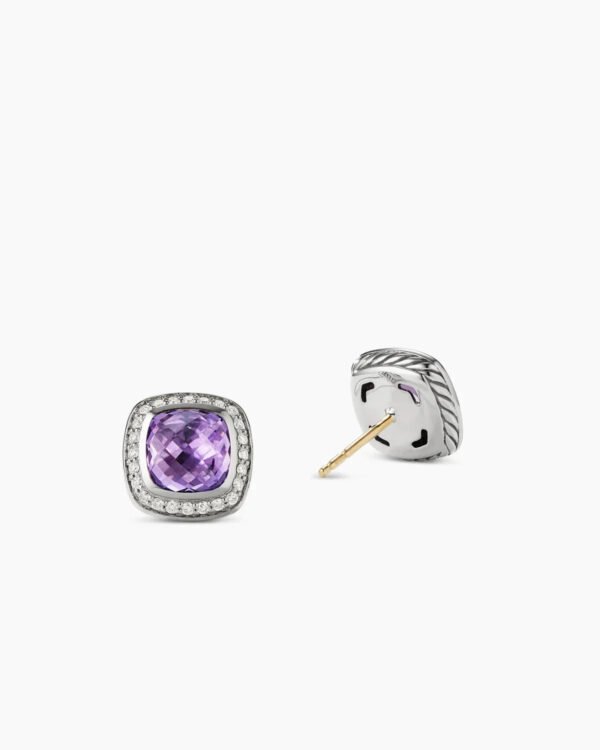 Albion&reg; Stud Earrings Sterling Silver with Amethyst and Diamonds, 7mm