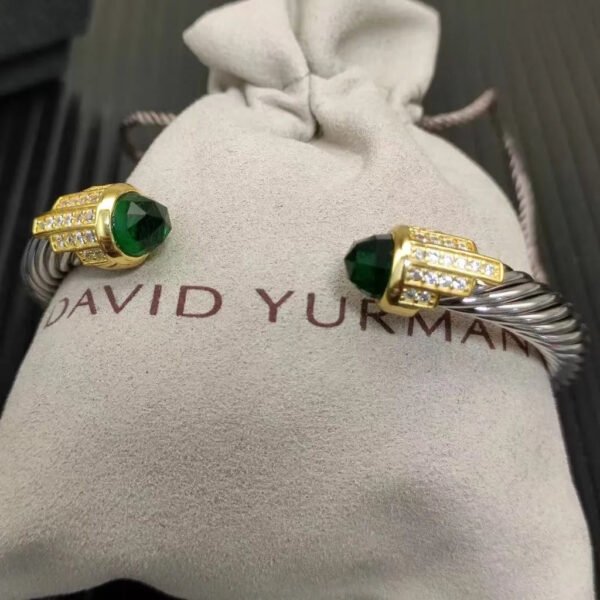 7mm Cable Bracelet with Peridot & Diamond Accents ??Gold Cap