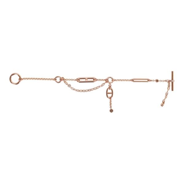Hermes 18k Rose Gold Diamond Chaine d'Ancre Chaos XS Bracelet