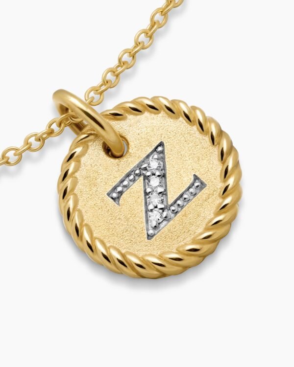 Initial Charm Necklace 18K Yellow Gold with Diamond Z