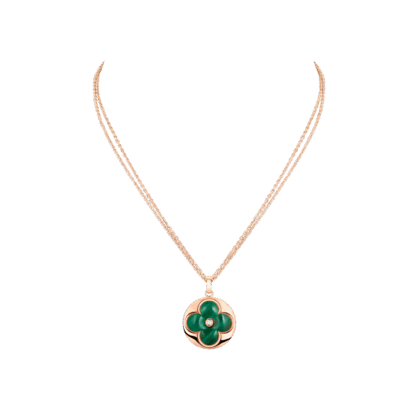 Color Blossom XL Medallion, Pink Gold, Malachite and Diamond