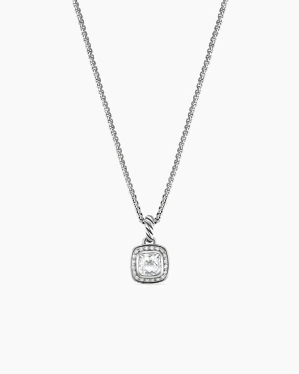 50F3965D-861A-C6C2-5A5E-5A7F1E67432A.jpg Petite Albion® Pendant Necklace Sterling Silver with White Topaz and Diamonds, 7mm