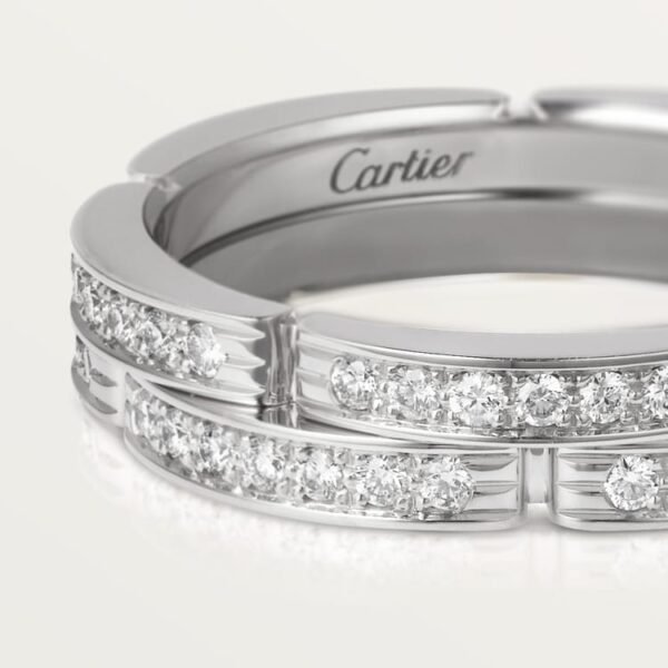 MAILLON PANTH&Egrave;RE THIN WEDDING BAND, 2 HALF DIAMOND-PAVED ROWS
